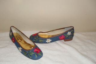 NEW Ladies fs ny Spanish Denim Flower Embroidered Ballet Fllats Shoes