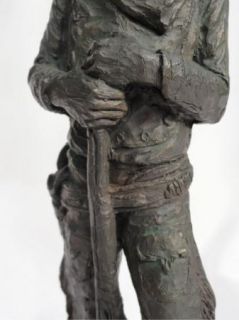 Vtg Michael Garman Western Cowboy with Rifle Statue Bronze Tone Signed
