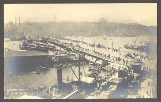 1920s RPPC Galata Bridge Overview Constantinople Turkey