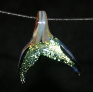 Whale Tail Boro Lampwork Dichroic Glass Pendant Bead