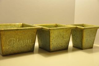 NEW Set of 3 Galvanized Steel Flower Planter Boxes Decorative Pots