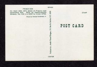 Frisco Railroad Train Locomotive Engine No 634 Postcard RR PC Carte
