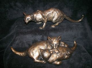 Heritage Bronze Frith Cats Kitty Sidney 2 Cats Playing Doorstop