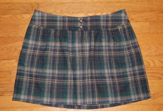 Gap Ladies Size 10 Black Tan Wool Plaid Banded Waisted Skirt Fall