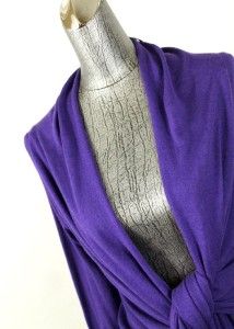Womens Purple Daisy Fuentes Drape Cardigan Sweater Thin Rayon Sz Small