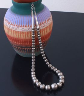  18 Inch Sterling Silver Bead Necklace by Navajo maker Frances Begay