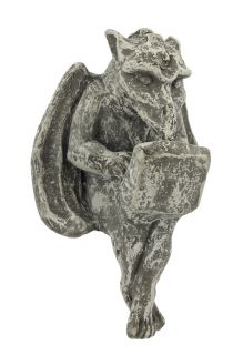 Gargoyle with Laptop Computer Concrete Shelf Sitter Statue