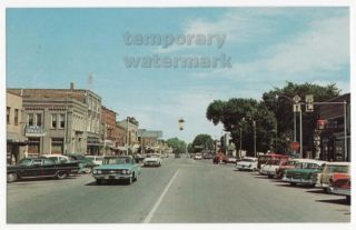 GAYLORD MI ~ MAIN STREET VIEW ~ CARS & STORES ~1962 vintage postcard