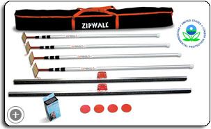 Zipwall 4PL Portable Barrier System 4 Pack Plus 12 Aluminum Poles and