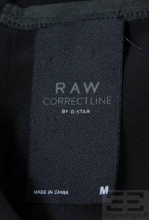 Star Raw Correctline Black Silk Leather Trim Top Size M