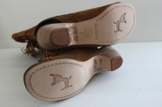 New Gee Wawa Tommy Womens Brown Leather Open Toe Sandal Boot Heel Shoe