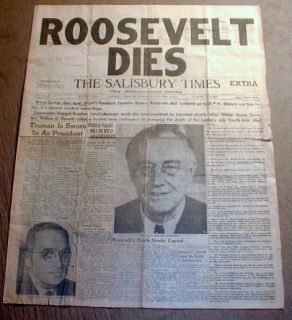  President Franklin D Roosevelt Dead Like Broadside Extra
