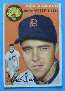 NED GARVER, 1954 TOPPS #44, TIGERS, $2 MAX SHIP