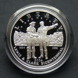 2004 P Lewis Clark Commemorative Silver Dollar Proof Coin Only