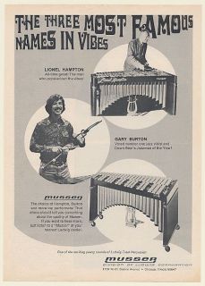 1969 Lionel Hampton Gary Burton Musser Vibes Photo Print Ad