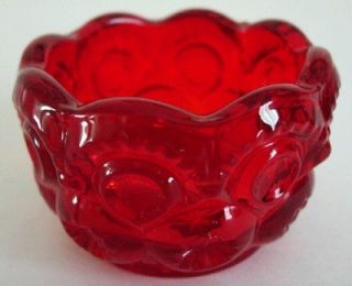  Wright MOON and STARS ruby red glass SALT DIP individual L.E. Smith