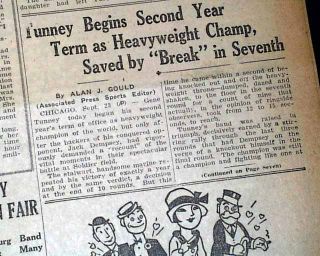 1927 Old Newspaper GENE TUNNEY vs. Jack Dempsey   Boxing Championship