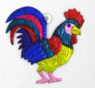Colorful Tin Ornament Rooster Gallo Mexican Folk Art
