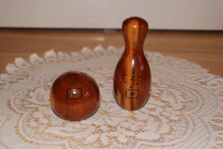  Vintage Bowling Pin Ball Salt Pepper Shakers