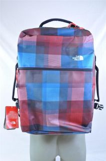 North Face Base Camp Gear Box Fiery Red Plaid Multi Pocket Camping