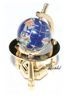 Mini 1 Gemstone Globe 3 Leg Gold Stand Blue $50
