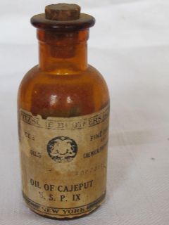 Antique FRITZSCHE Brothers OIL of Cajeput Apothecary BOTTLE Muth Bros