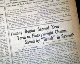 1927 Old Newspaper GENE TUNNEY vs. Jack Dempsey   Boxing Championship