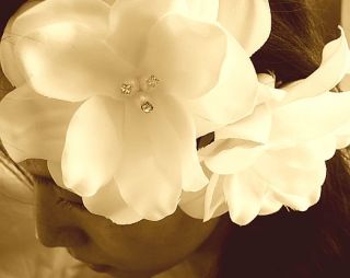 Silk Jewel Gardenia Flower Hair Clip Wedding Bridal