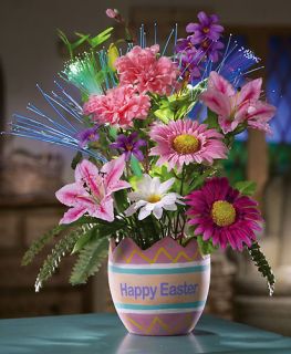New Fiber Optic Spring Flower Bouquet Easter Egg Vase