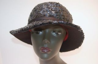 Vintage Hat Adolfo Paris Lord Taylor Sequin Black 60S