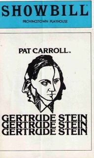 Gertrude Stein Off Broadway Playbill Pat Carroll