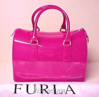 Furla Candy Jelly Rubber Handbag Satchel Dragon Fruit Pink Made in