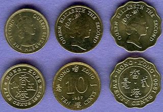 Hong Kong 3 Coin Type Set Uncirculated