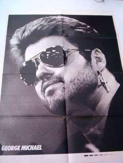 George Michael Cross Earrings and Shades Huge B w Magazine Poster