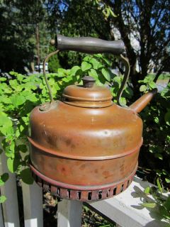 Copper English Tea Kettle Simplex Antique Pot England Gas Coil Base