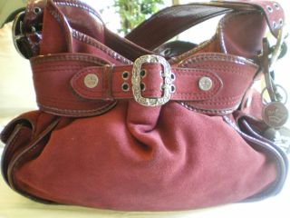 Gianni Bini Cabernet Suede Satchel Shoulder Handbag Purse Gorgeous