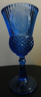 Fostoria Avon George Washington Goblet Blue Glass Stem