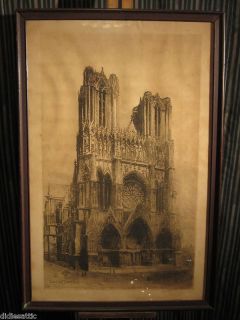 Lucien Gautier 30x20 Huge Etching Notre Dame Cathedral