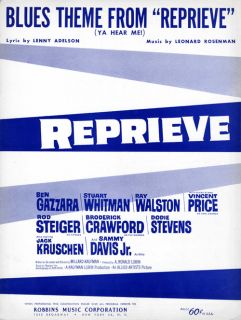 BEN GAZZARA  1962   MOVIE REPRIEVE ALL STAR CAST Sheet Music
