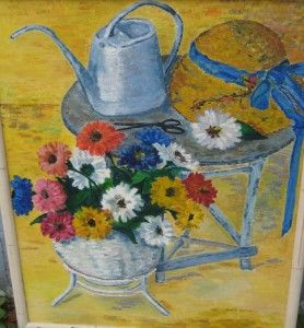 vtg 1950 s oil painting florida marge gatlin flowers
