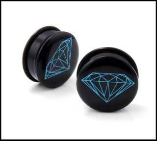 Pair Diamond Design Logo Single Flare O Ring Solid Ear Plugs Gauges