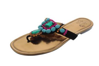  Multi Color Embellished Flat Thong Sandals Shoes 10 BHFO