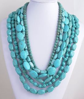 amazing 6layered turquoise gemstone necklace gn008 synthetic turquoise