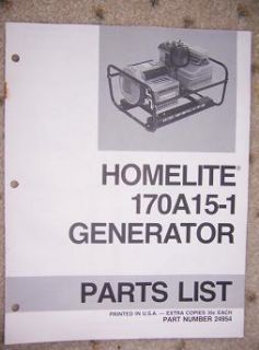 Homelite Generator Parts List 170A15 1 Industrial F