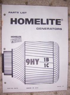 Homelite Generator Parts List 9HT 1B 9HY 1c Machine F