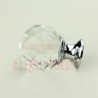  Clear Glass Crystal Cabinet Drawer Knobs Cupboard Pulls Door Handles