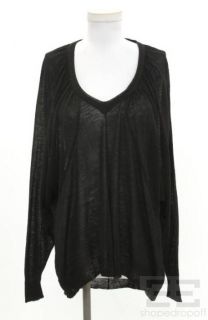 Gilles Rosier Black Wool Sheer Seamed V Neck Sweater Size US 6 New
