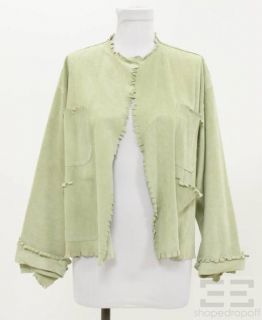 Gilles Ricart City Light Green Suede Open Front Jacket Size M