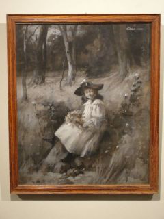 George Edmund Varian 1895 Girl Portrait Painting Listed