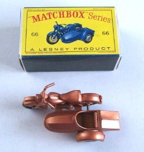 Matchbox Lesney 66B Harley Davidson Motorcycle and Sidecar 1962 MIB
